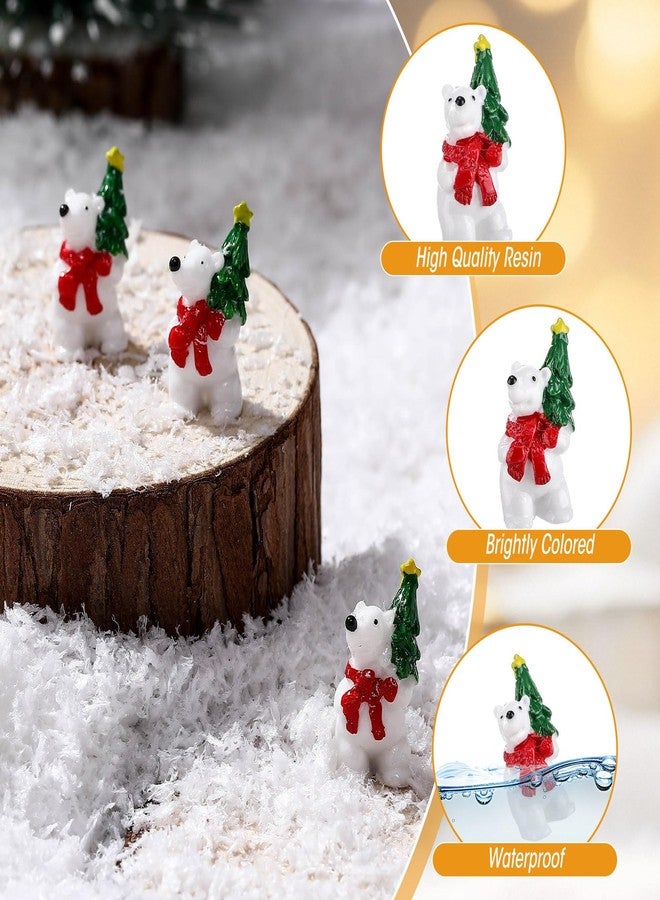Fiwochic 50Pcs Christmas Polar Bear Figurines Miniature Resin Polar Bear Figures with Christmas Tree Red Scarf Tiny Animal Statue Cake Topper for Holiday Party Birthday Micro Landscape Dollhouse Decor - Image 3